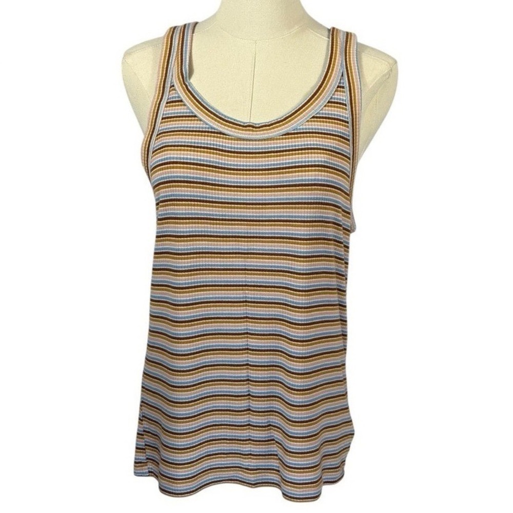 American Eagle Blue, Pink, Brown, & White Soft & Sexy Ribbed Tank w/ Stripes (L)